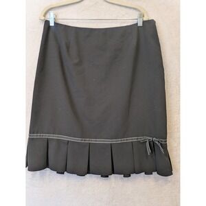 Nygard Collection Skirt Women's 14 Black Pleated Hem Bow Detail Contrast Stitch